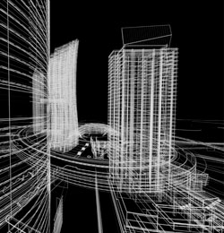 Abstract 3D construction drawing