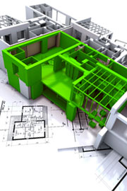 Architectural model on top of plans